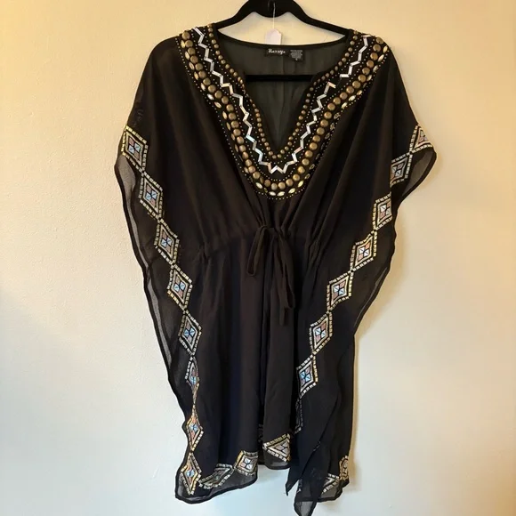 Raviya | Black Beaded Swim Coverup | Size Small - Picture 10 of 15